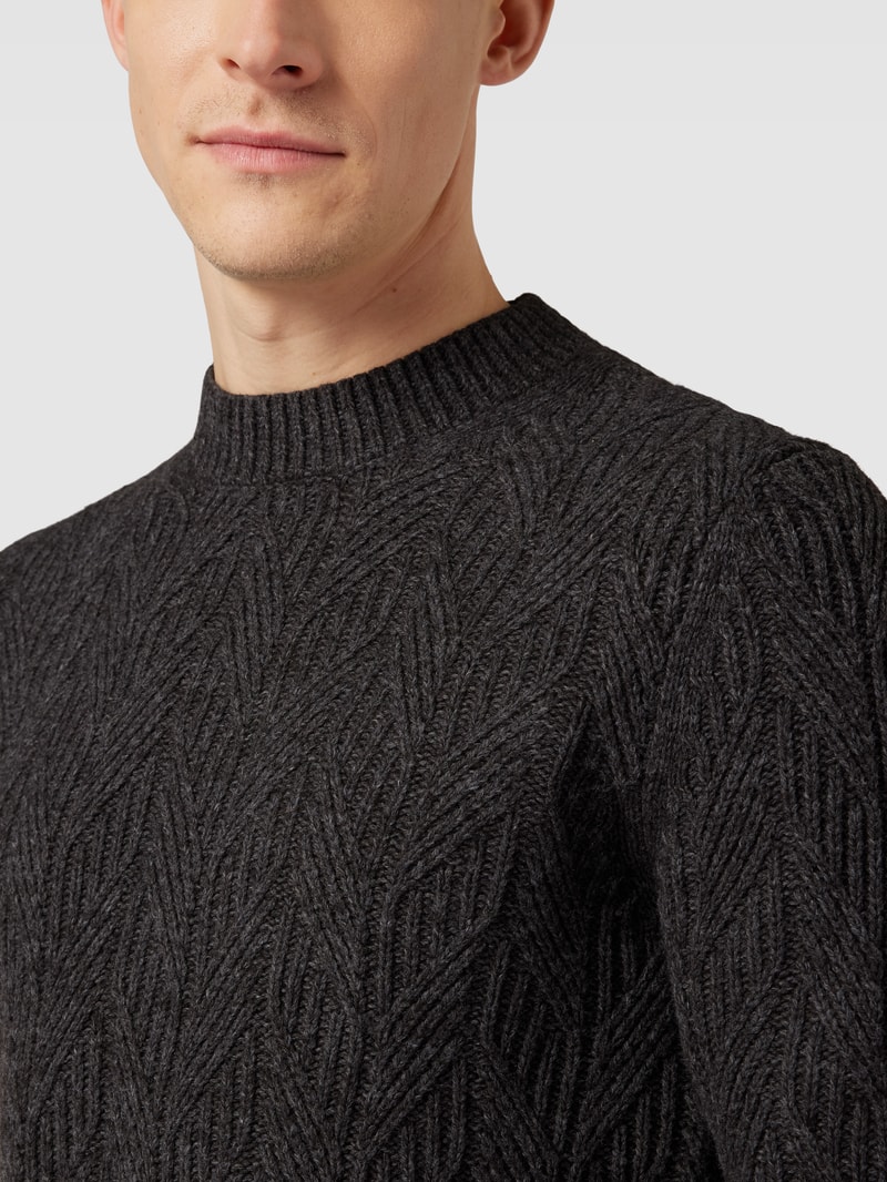 Strickpullover mit Strukturmuster Modell 'CARIS' in anthrazit