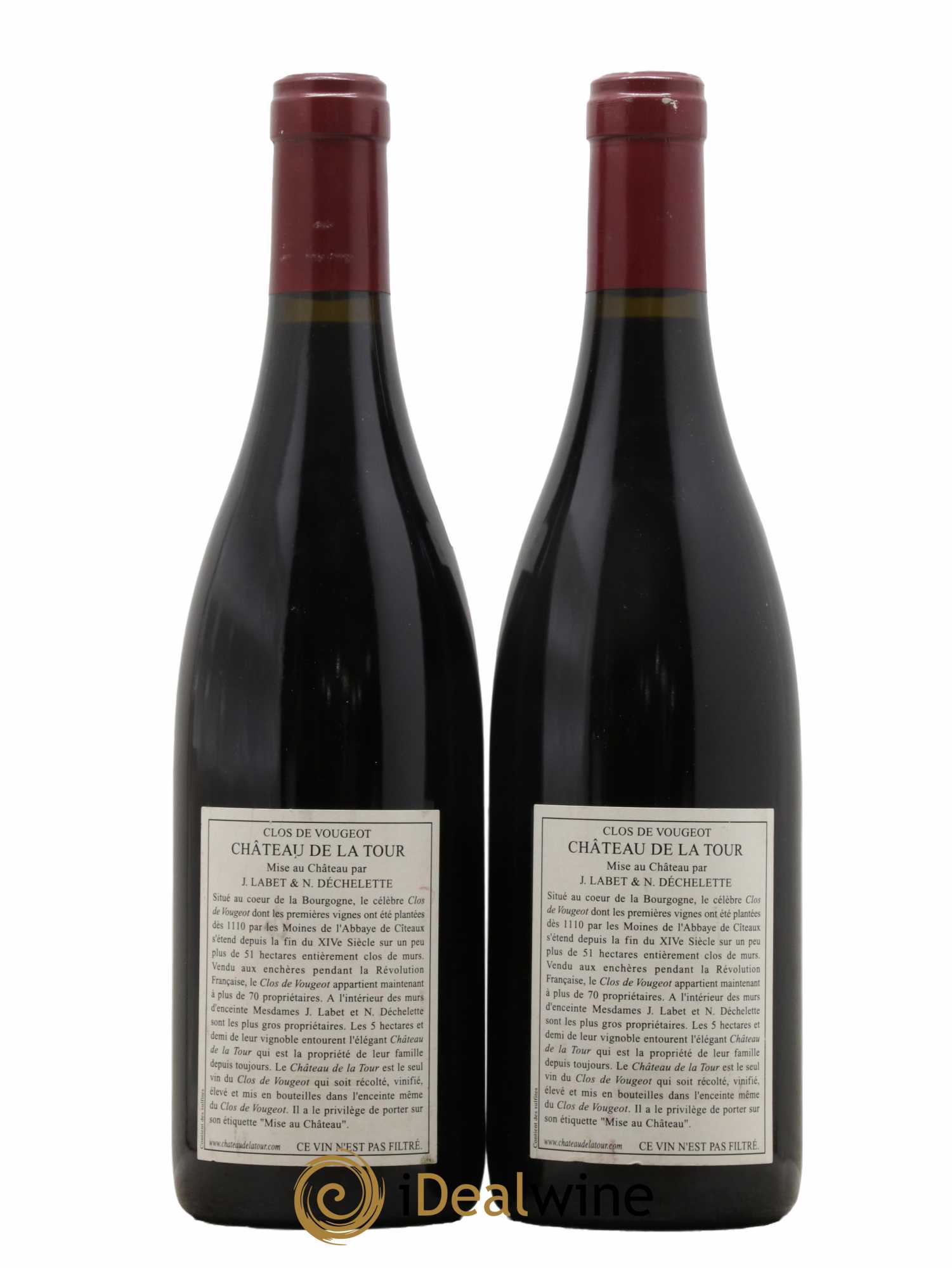 Clos de Vougeot Grand Cru Vieilles Vignes Château de La Tour  2005 - Lot de 2 Bouteilles