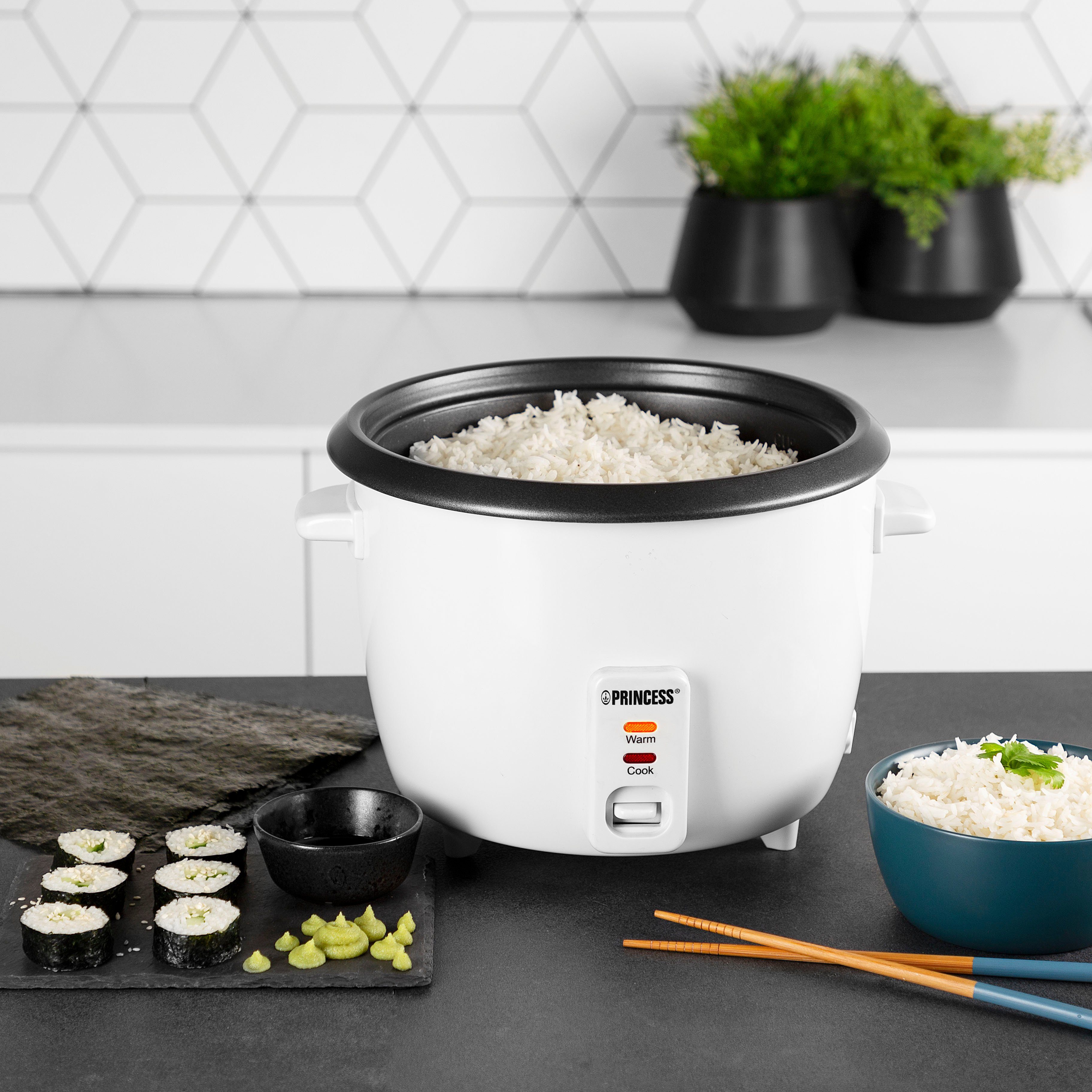 PRINCESS Reiskocher 271940, 700 W, 1,8 Liter, für bis zu 10 Portionen, automatischer Warmhaltefunktion