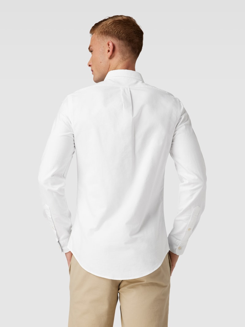 Slim Fit Freizeithemd mit Button-Down-Kragen in weiß