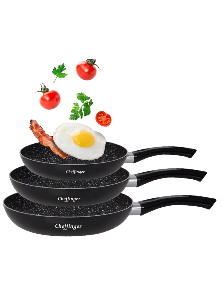 Cheffinger 3er-Set Bratpfannen in Schwarz günstig kaufen onesize