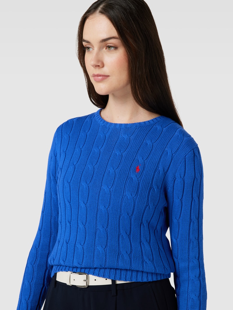 Strickpullover mit Zopfmuster Modell 'JULIANNA' in royalblau