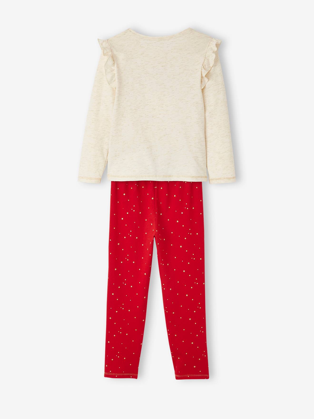 Coffret noël pyjama + chaussettes fille beige irisé