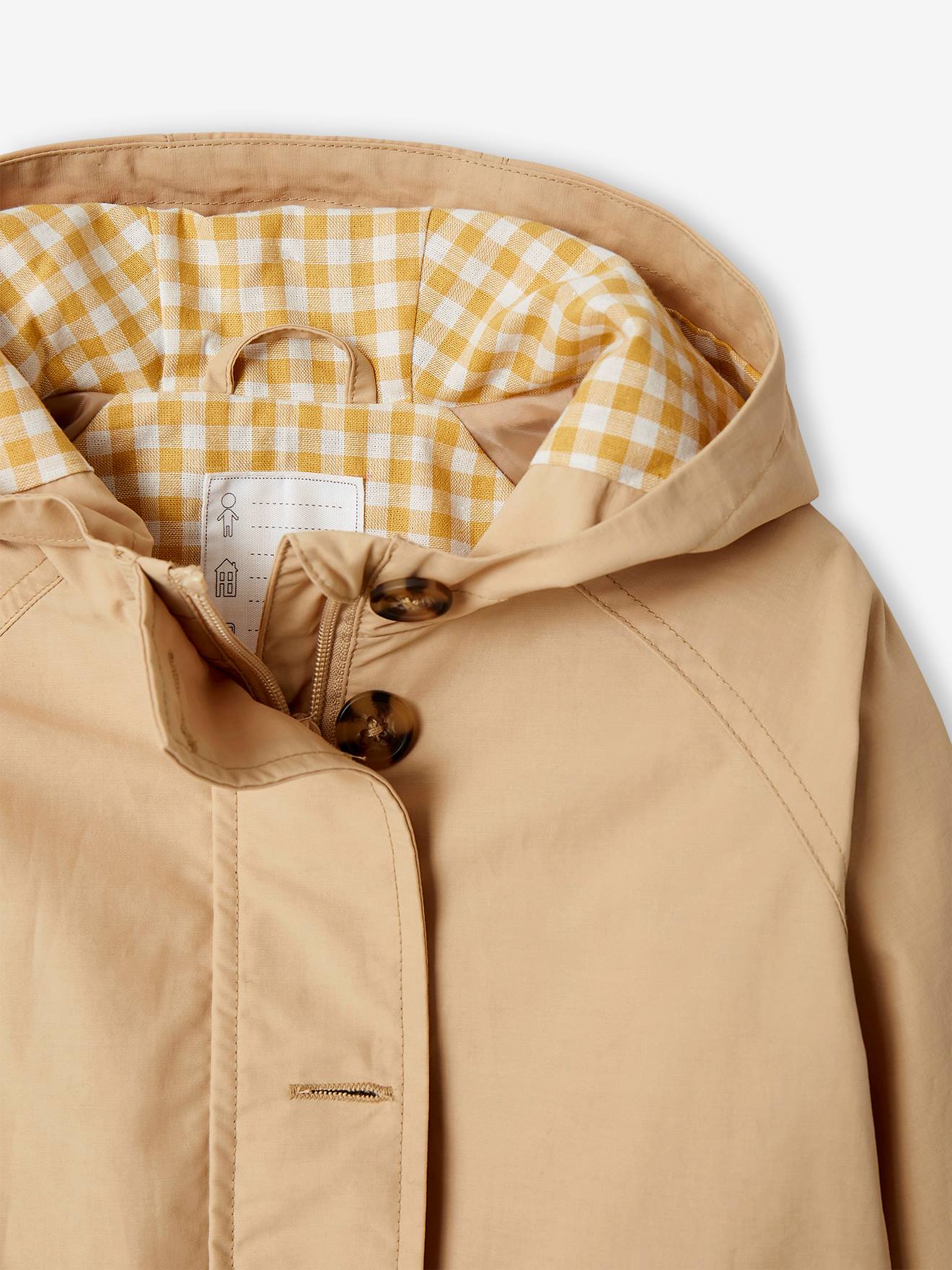 Trench à capuche mi-saison fille beige