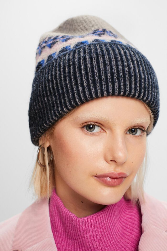 Gerippte Grafik-Beanie