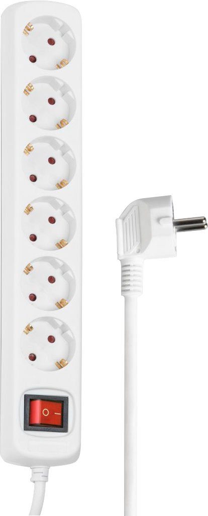 Hama Mehrfachsteckdose, 6-fach, Steckerleiste mit Schalter, 3 m Kabel Steckdosenleiste 6-fach (Kabellänge 3 m)