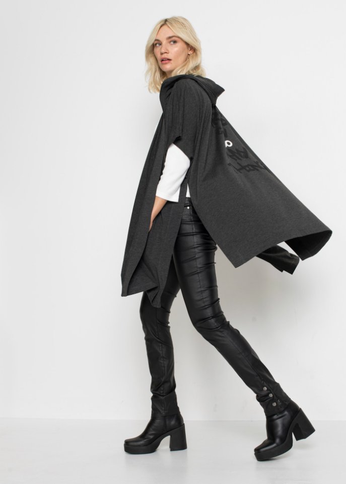 Sweat-Poncho mit Kapuze