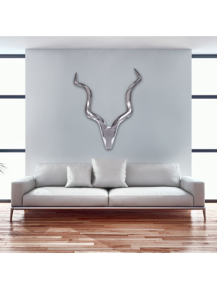 KADIMA DESIGN Deko Hirschgeweih L Aluminium Wanddeko 80 cm Landhausstil Silber günstig kaufen onesize