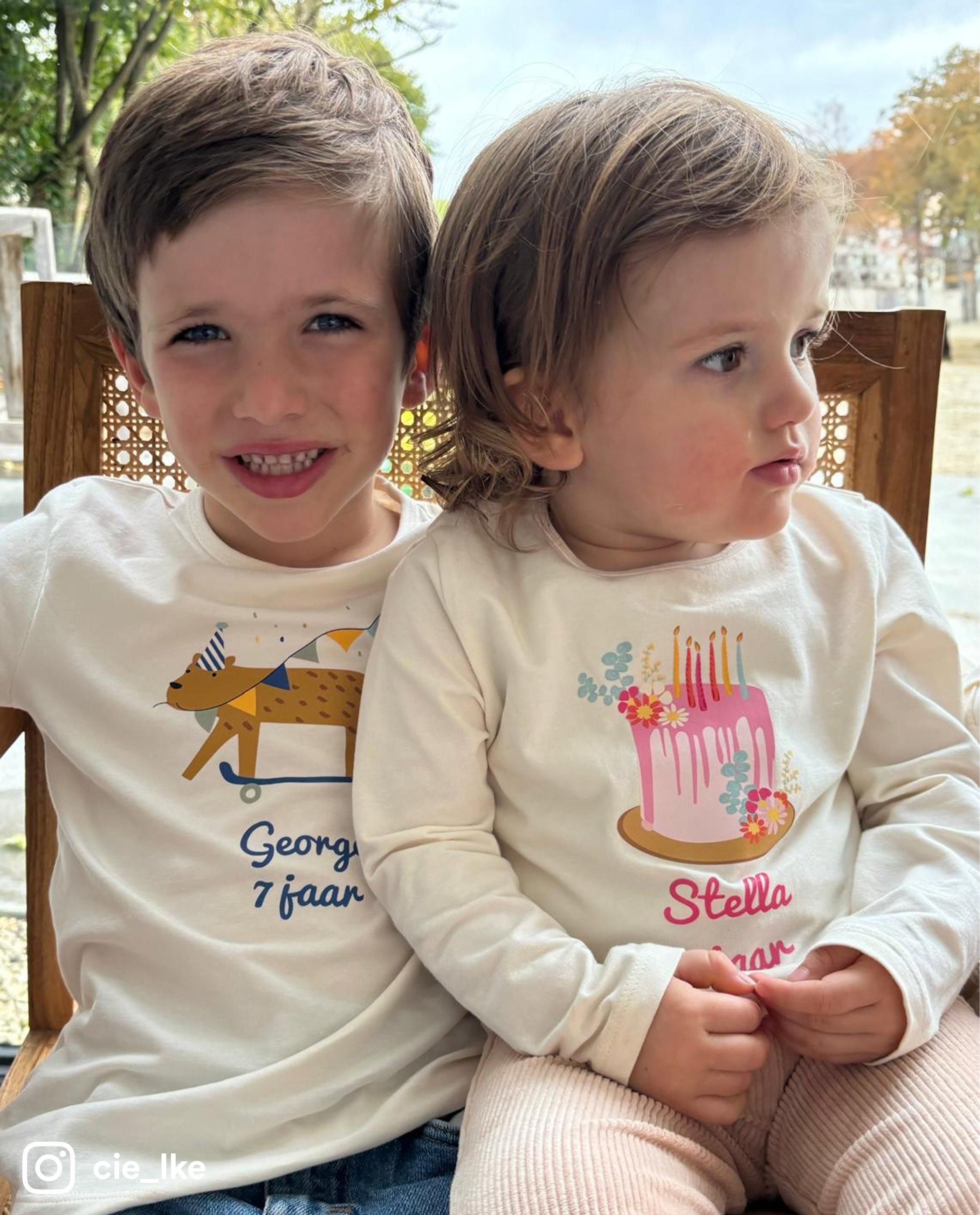 Tricou cu mânecă lungă personalizabil pentru ziua de naștere, 1-9 ani, alb