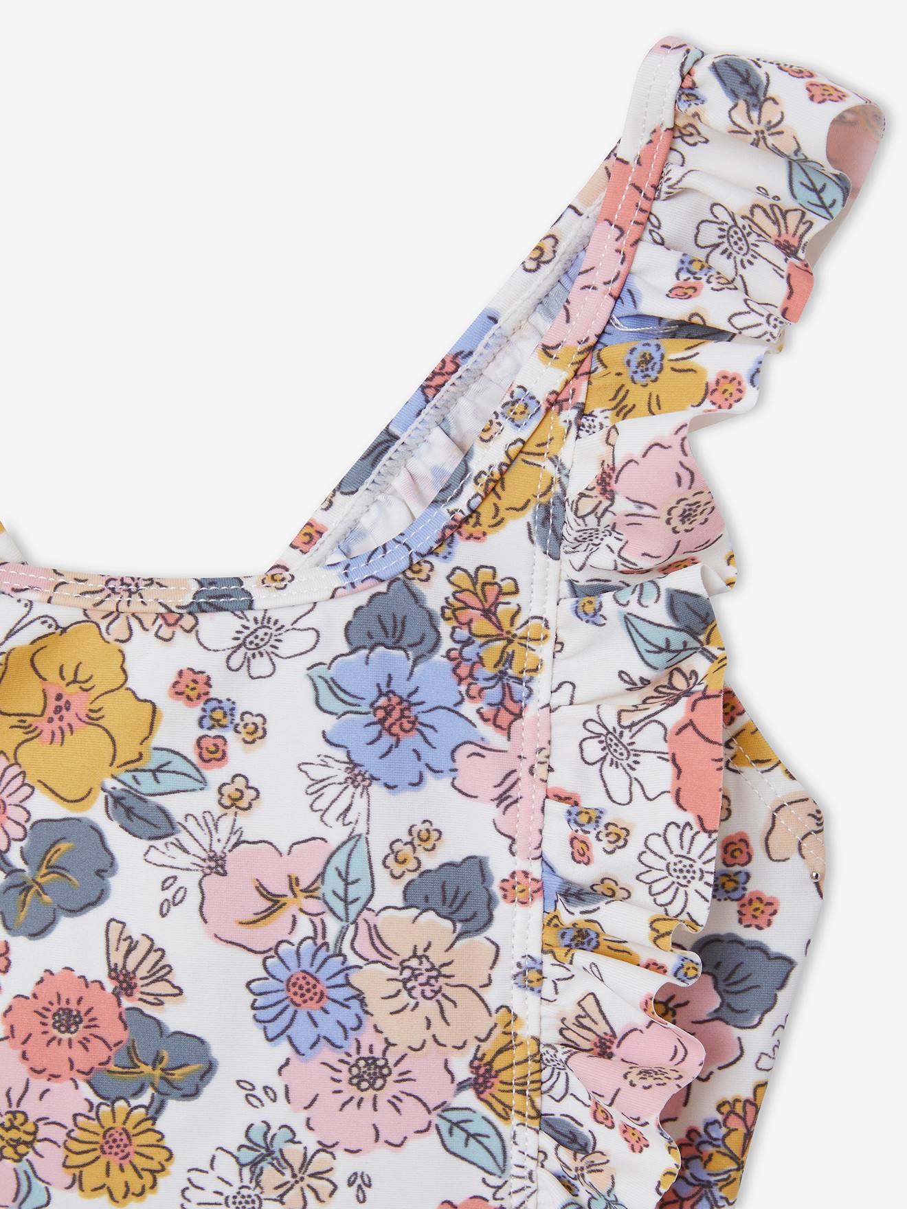 Vertbaudet Mädchen Badeanzug mit Blumen  Oeko-Tex - beige bedruckt