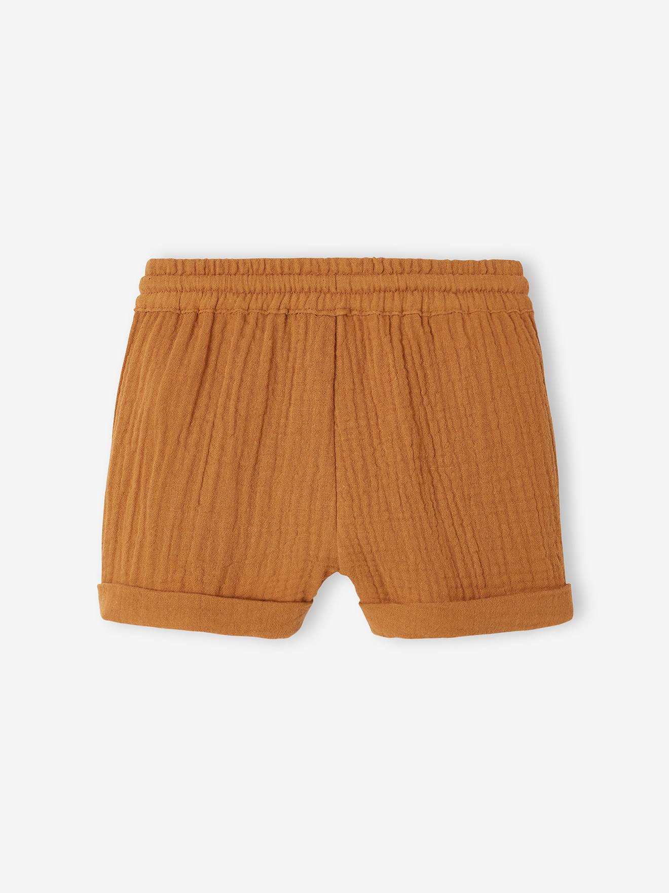 Short en gaze de coton bébé caramel