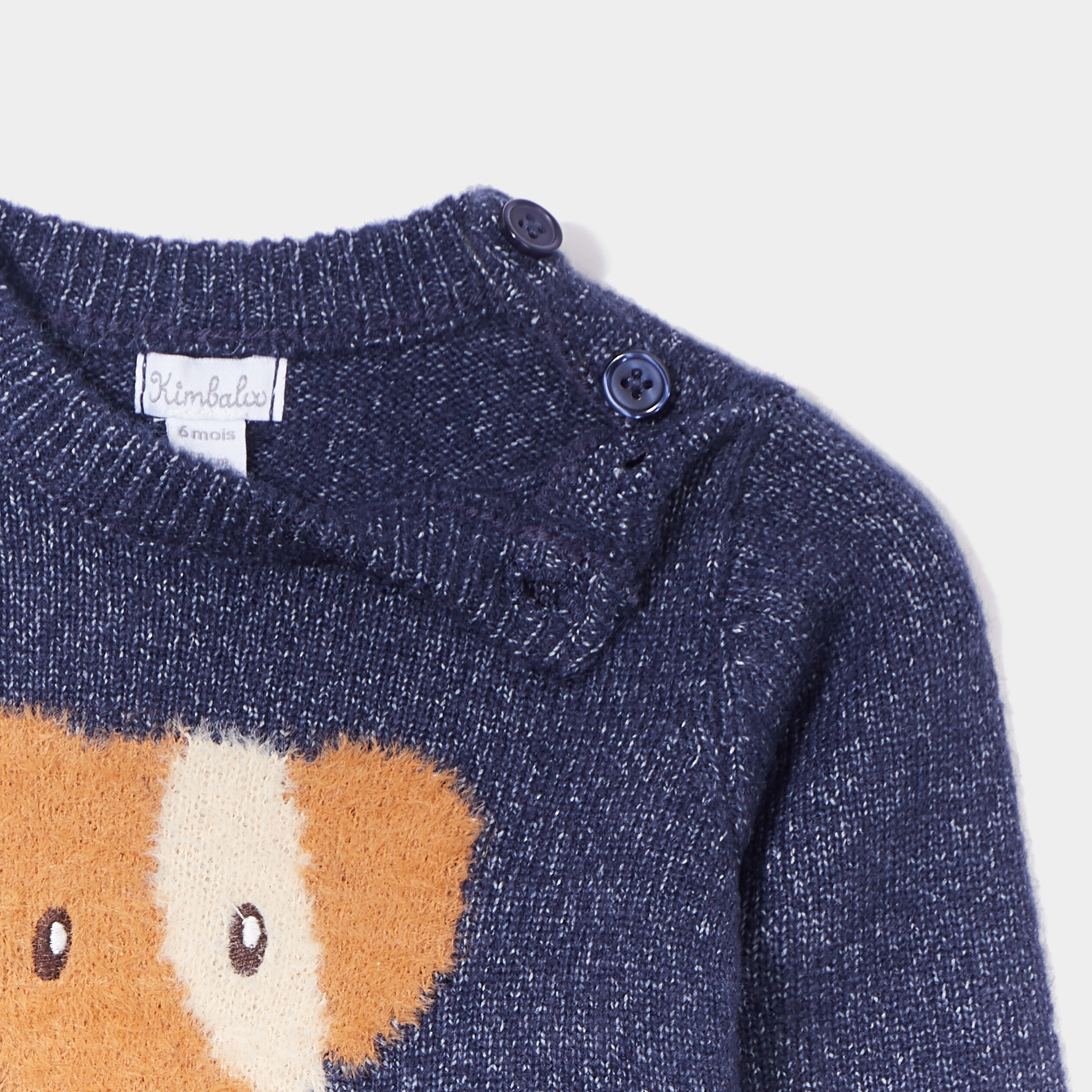 Pull droit épaule boutonnée Kimbaloo bleu marine bébé garçon | La Halle