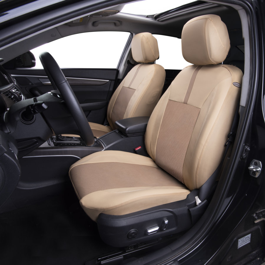 NORAUTO Sitzbezug für 2 Vordersitze, Design JUPITER-1 creme-beige, in Leder-Optik - ATU