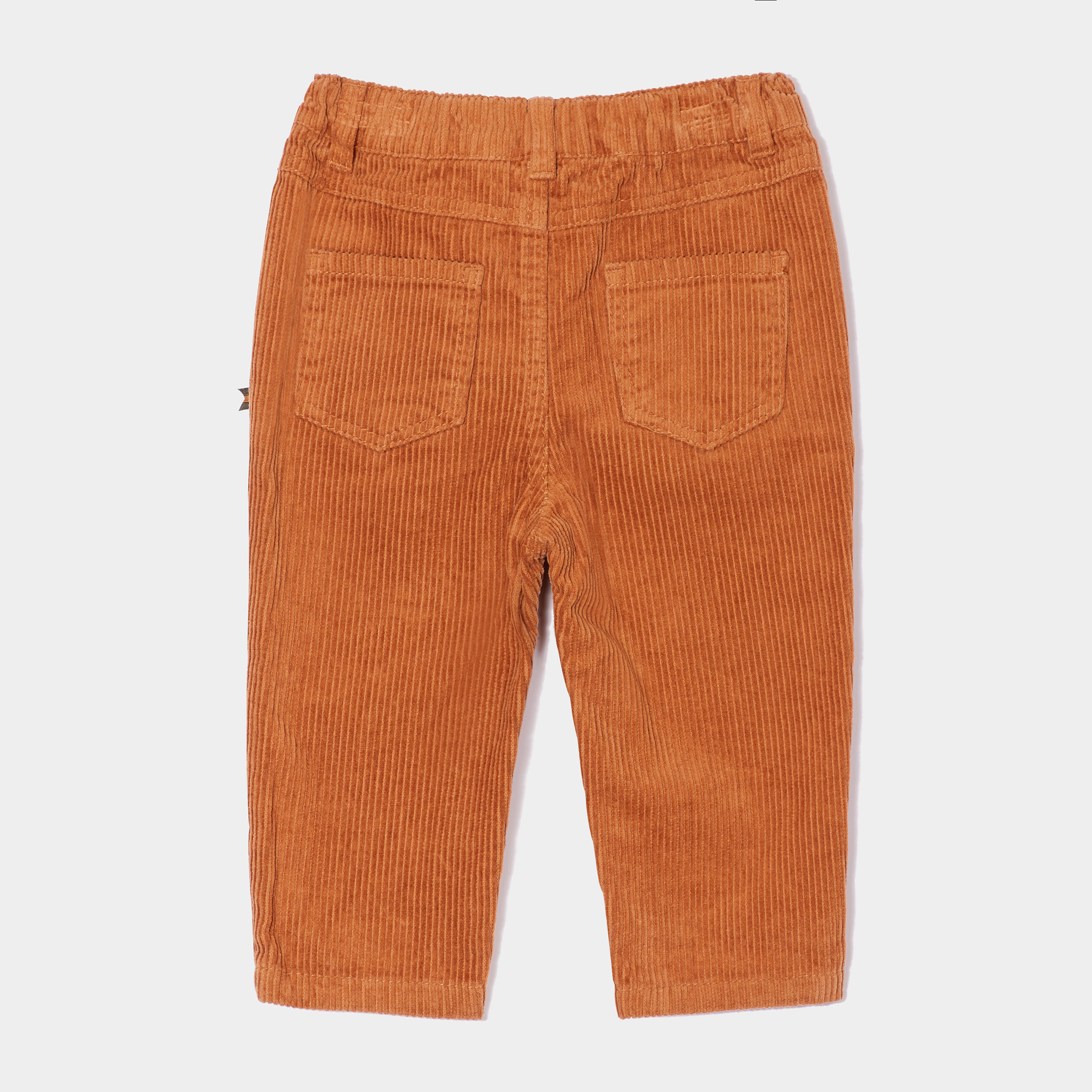 Pantalon droit velours côtelé marron cognac bébé garçon | La Halle