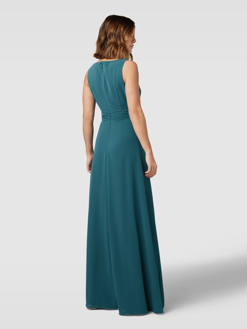 Abendkleid mit Wasserfallausschnitt in smaragdgrün meliert