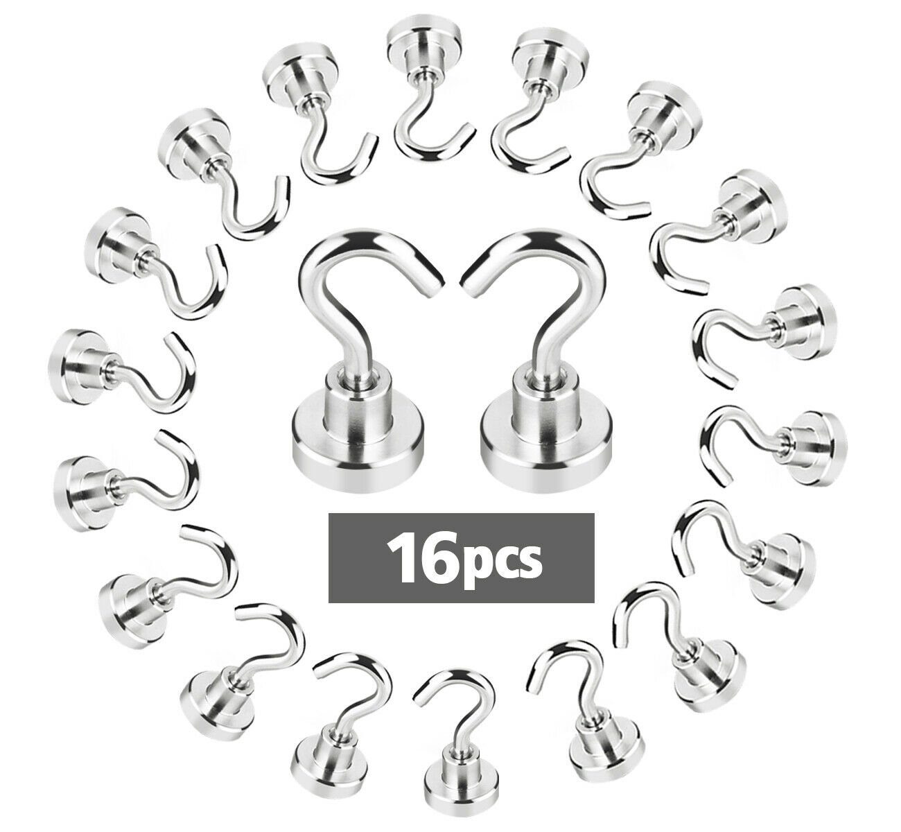 Homewit Wandhaken Magnet Haken Super Starker Neodym Magnetische Halter, (Set, 16-St., Neodym Magnet Haken), Dreifach beschichtetem Neodym-Material