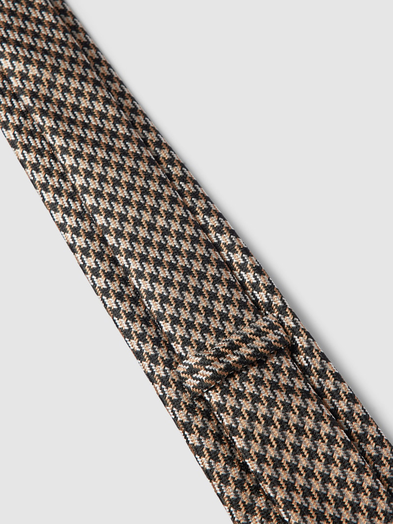 Seidenkrawatte mit Hahnentrittmuster Modell 'Tie' (7,5 cm) in beige