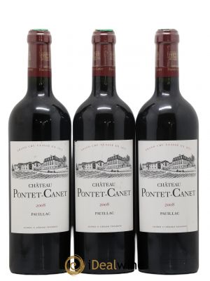 Château Pontet Canet 5ème Grand Cru Classé  2008 - Lot de 3 Bouteilles