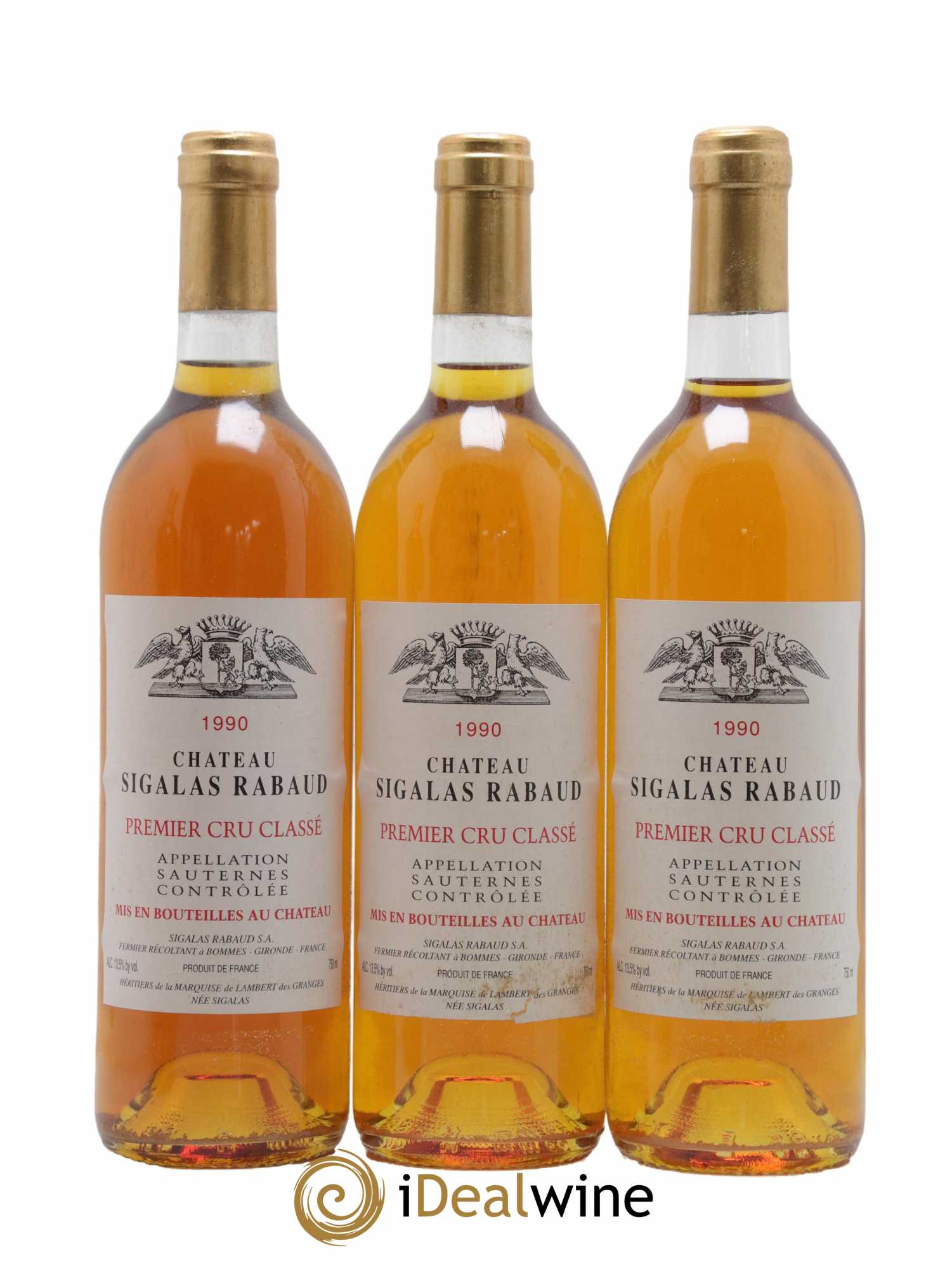 Château Sigalas Rabaud 1er Grand Cru Classé  1990 - Lot de 12 Bouteilles