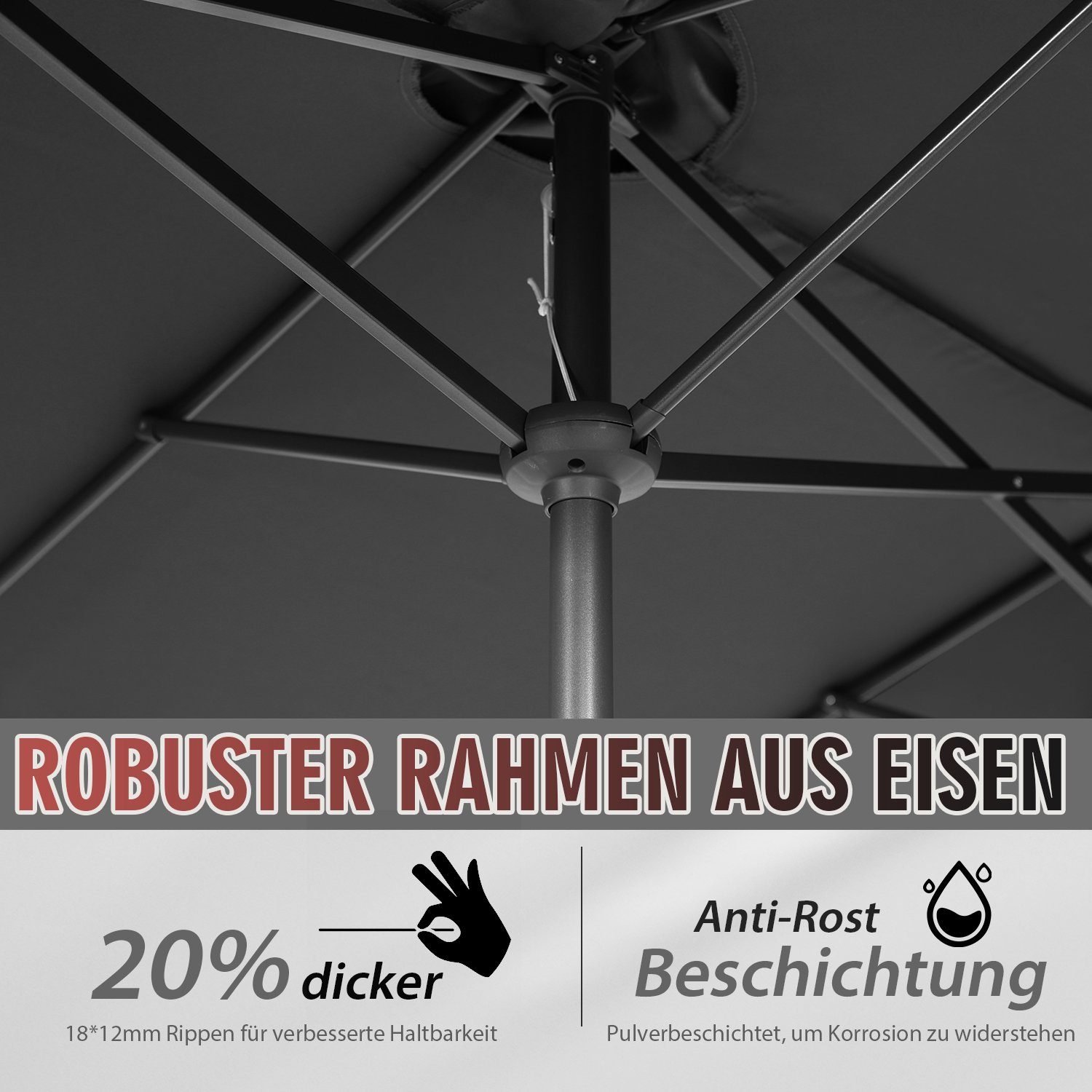 Sekey Sonnenschirm 160 x 300 cm Doppelsonnenschirm Marktschirm Gartenschirm, mit Kurbel, LxB: 300,00x160,00 cm, Sonnenschutz UV50+