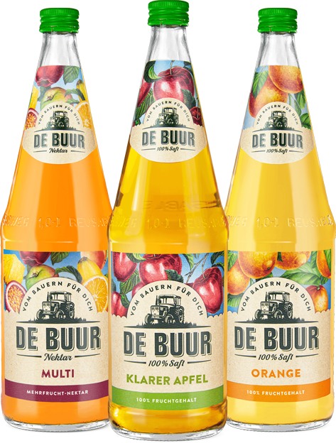 De Buur Mix - klarer Apfelsaft, Multivitaminnektar, Orangensaft