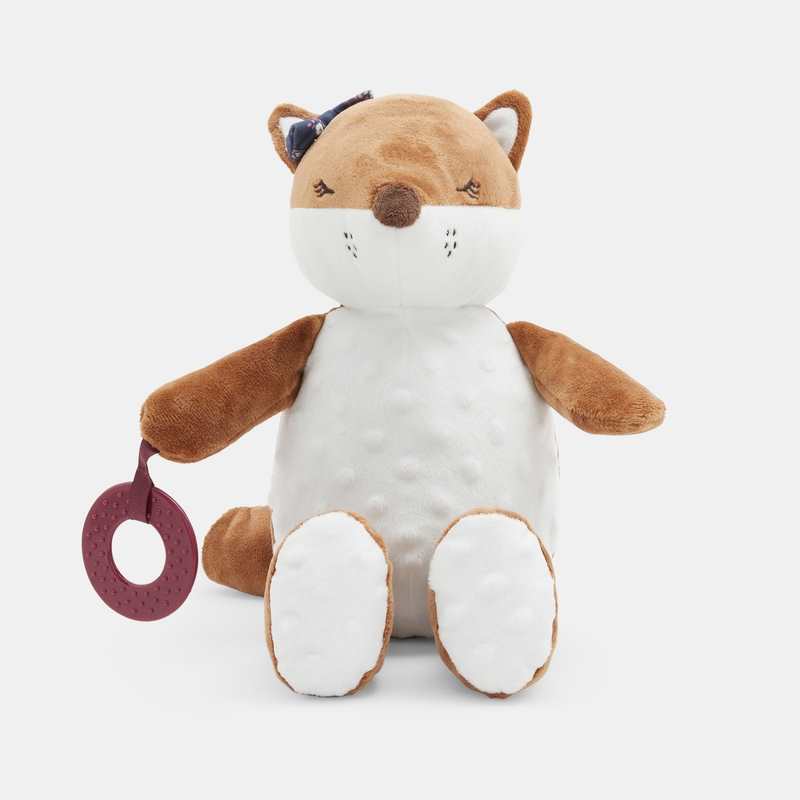 Doudou écureuil velours effets sensoriels marron naissance