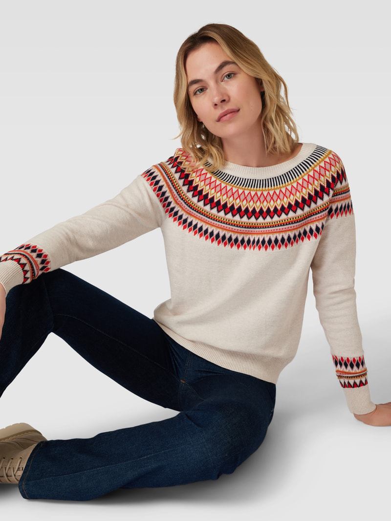 Strickpullover mit Zickzack-Muster in offwhite
