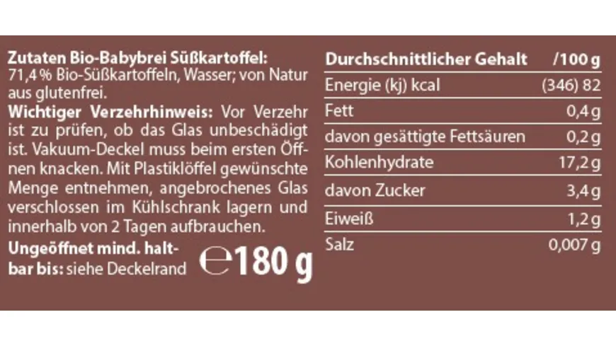 SPRÖSSLINGE Babybrei Süßkartoffel 180 g