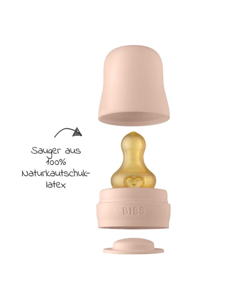 BIBS Glas-Flasche 2er Pack Baby Bottle Complete in rosa günstig kaufen onesize