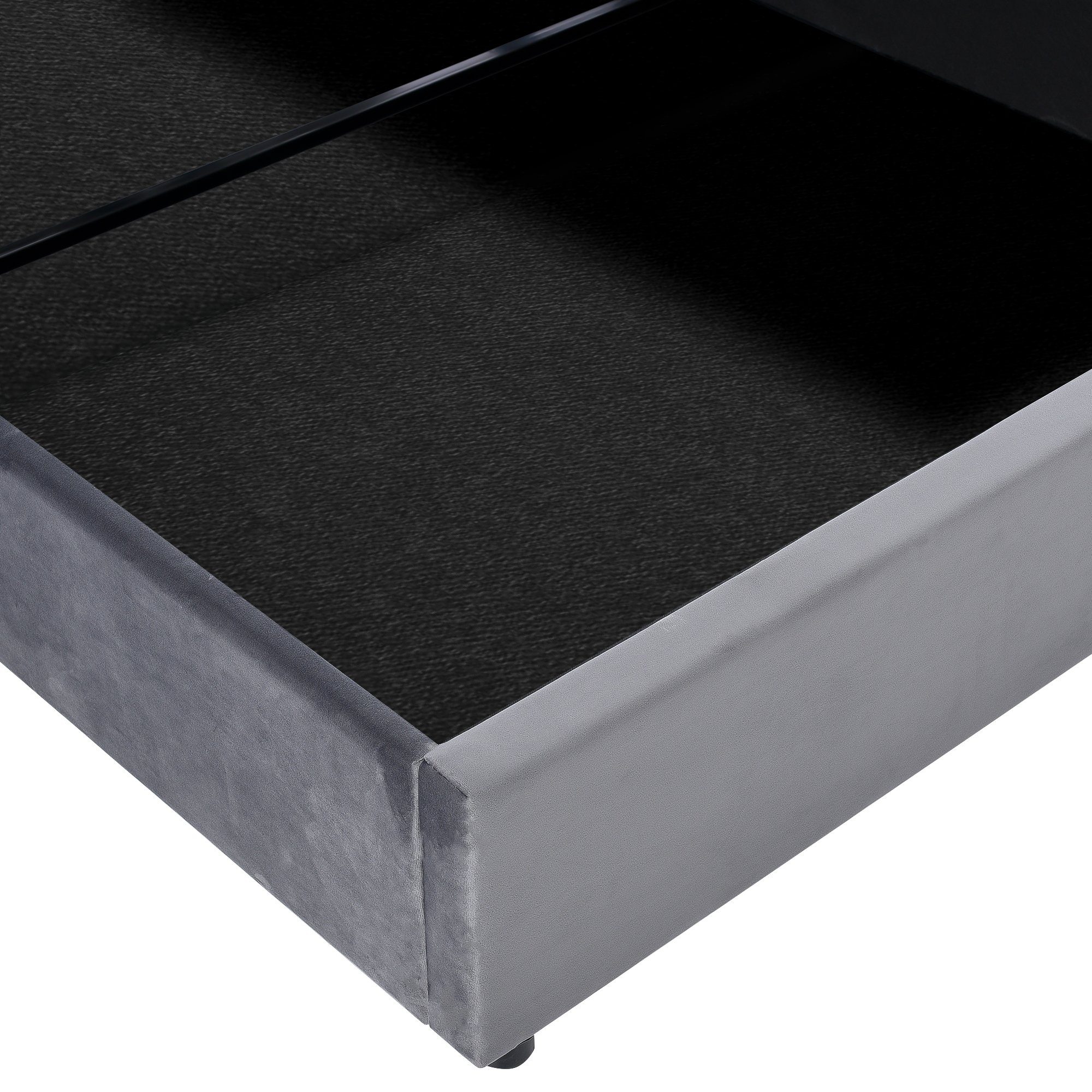 PHOEBE CAT Boxspringbett (Polsterbett Doppelbett mit Lattenrost, Bettkasten und verstellbarem Kopfteil), Hydraulisches Bett Funktionsbett 140x200 cm Samt