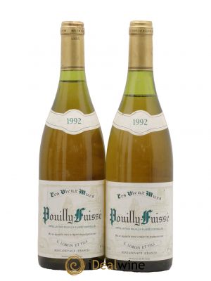 Pouilly-Fuissé Les Vieux Murs Loron Et Fils 1992 - Lot de 2 Bouteilles