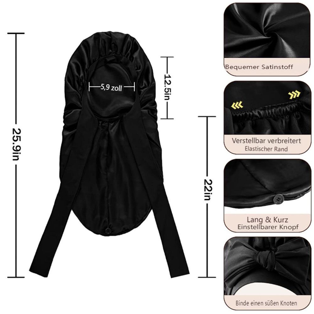 KOMIRO Schlapphut Lange Satin Haarhaube Mädchen seidige Mütze Damen 2 Stück (2-St)