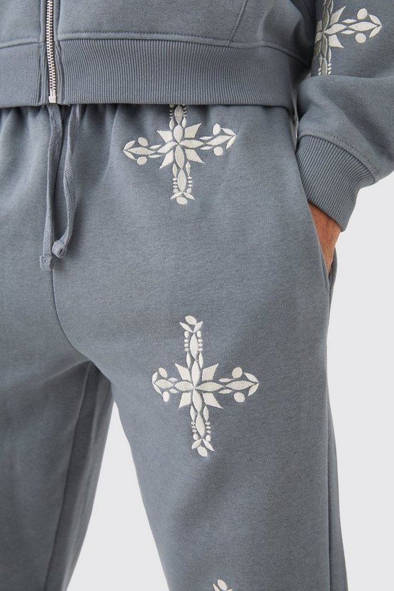 Bestickte Jogginghose mit geteiltem Saum