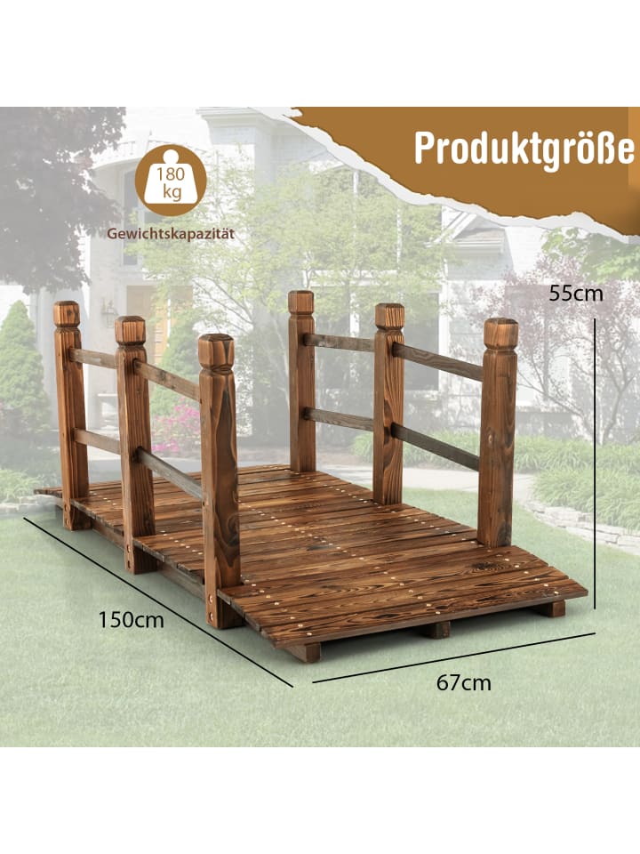 COSTWAY Holzbrücke 150x67x55 cm in Braun günstig kaufen onesize