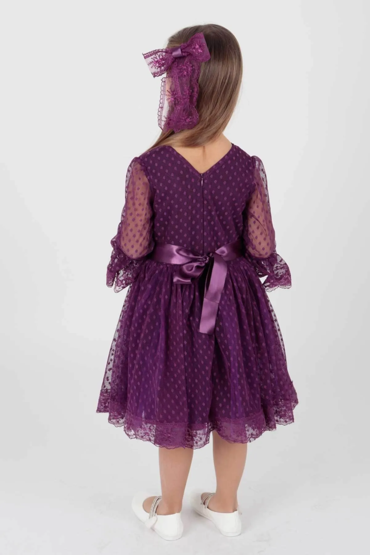 AHENGİM  Trendiges Abendkleid für Mädchen mit Schnalle und Tüllspitze Ak2209