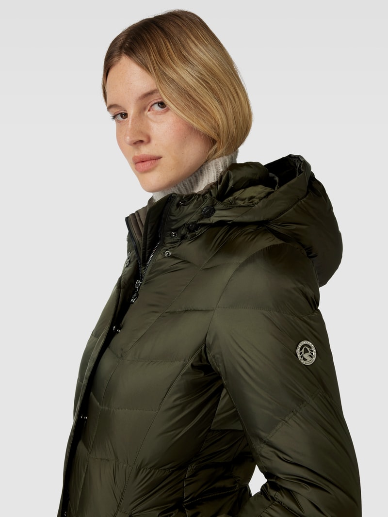 Daunenmantel mit abnehmbarer Kapuze in khaki