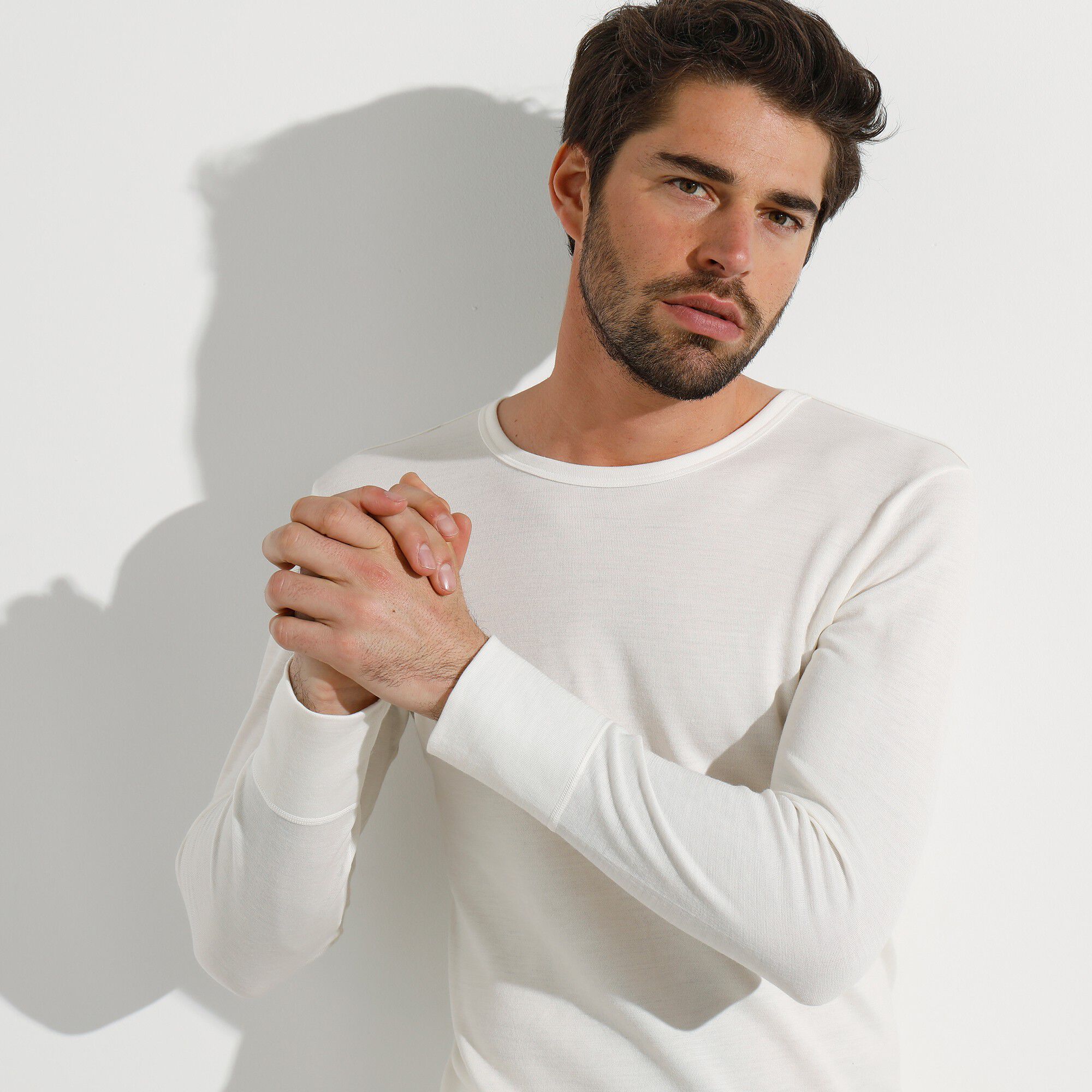 T-shirt col rond tricot double face ligne chaude