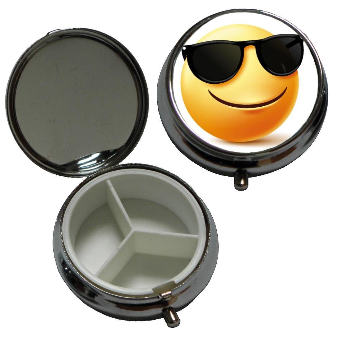 Zahndose 3er Set Pillendose Lustige Gesichter (Sonnenbrille, Lachend, Verrückt)