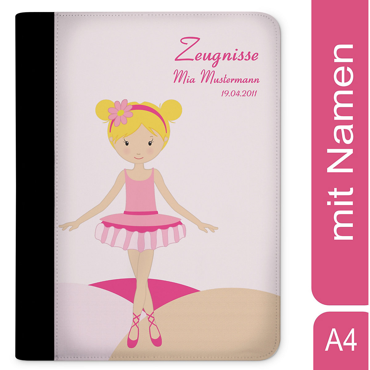 Zeugnismappe / Dokumentemappe mit Name personalisiert Balerina