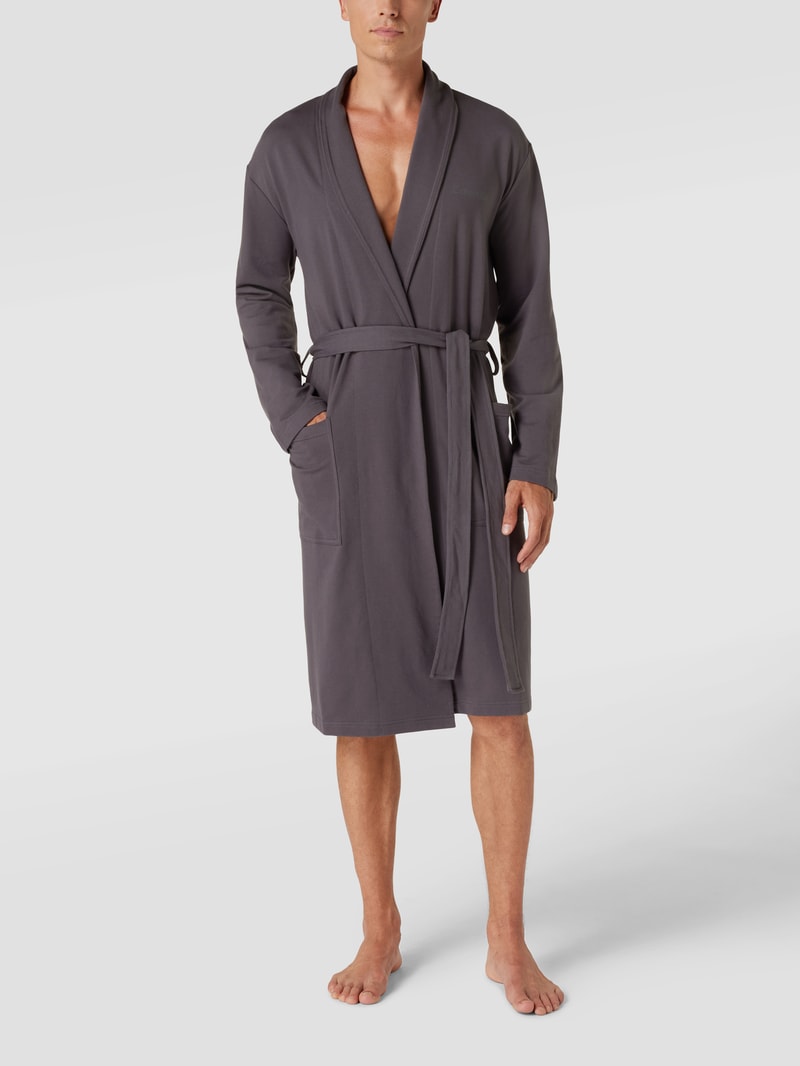 Bademantel mit Label-Print Modell 'ROBE' in dunkelgrau