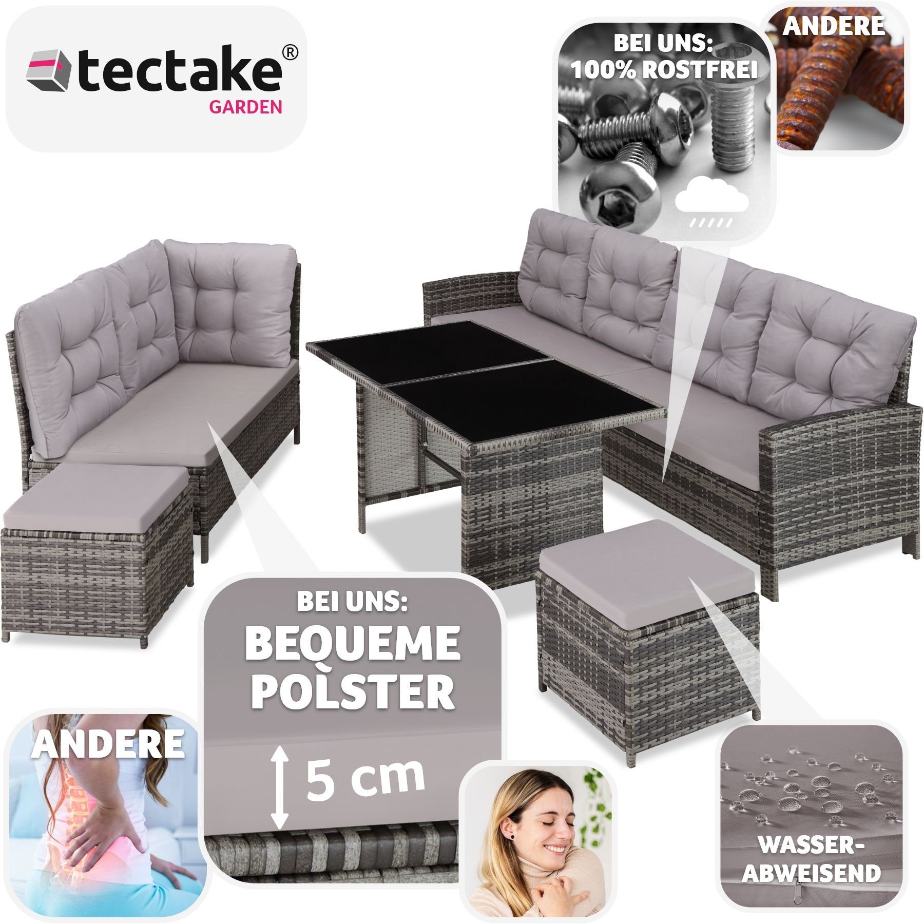 tectake Loungeset Barletta, (Set, 6-tlg)