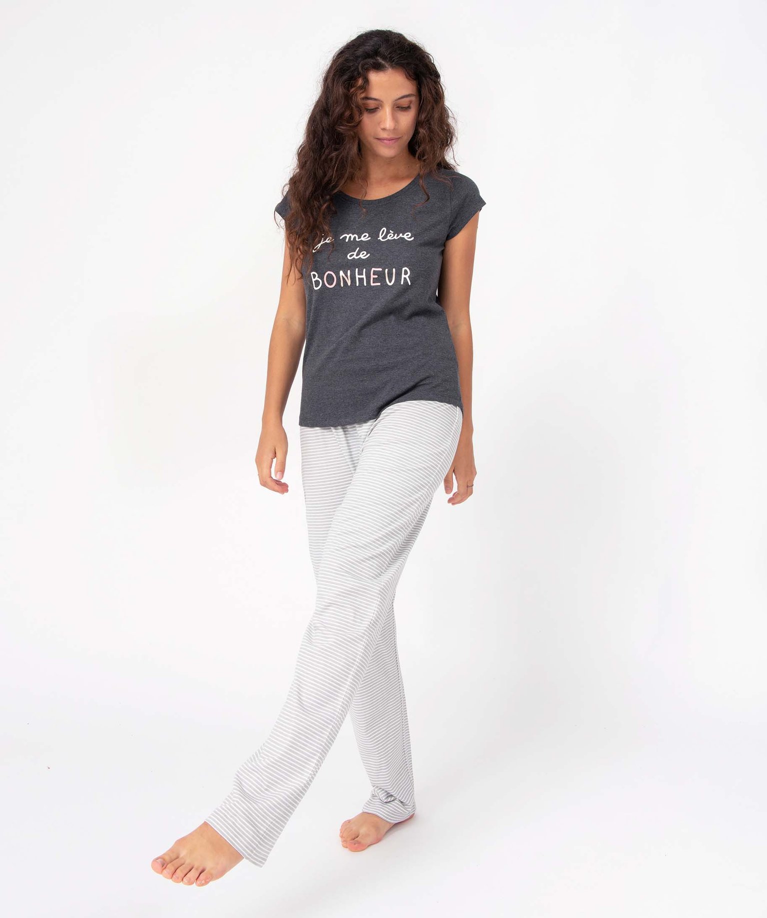 Pyjama bicolore avec message femme multicolore | GEMO
