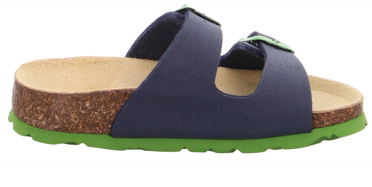 FUSSBETTPANTOFFEL - Blau/Grün Pantoffel mit Schnalle