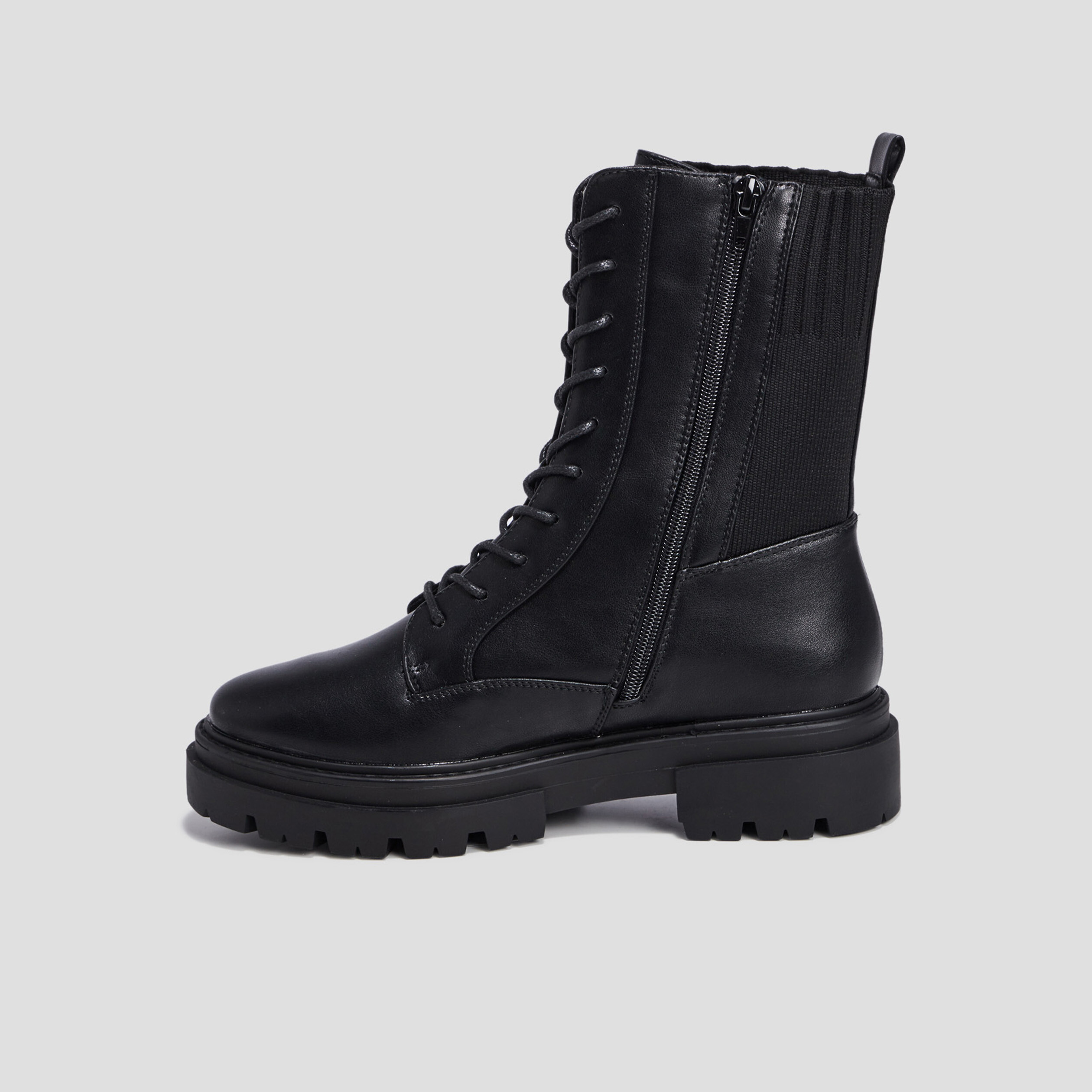 Bottines forme chaussette à lacets noir femme | La Halle