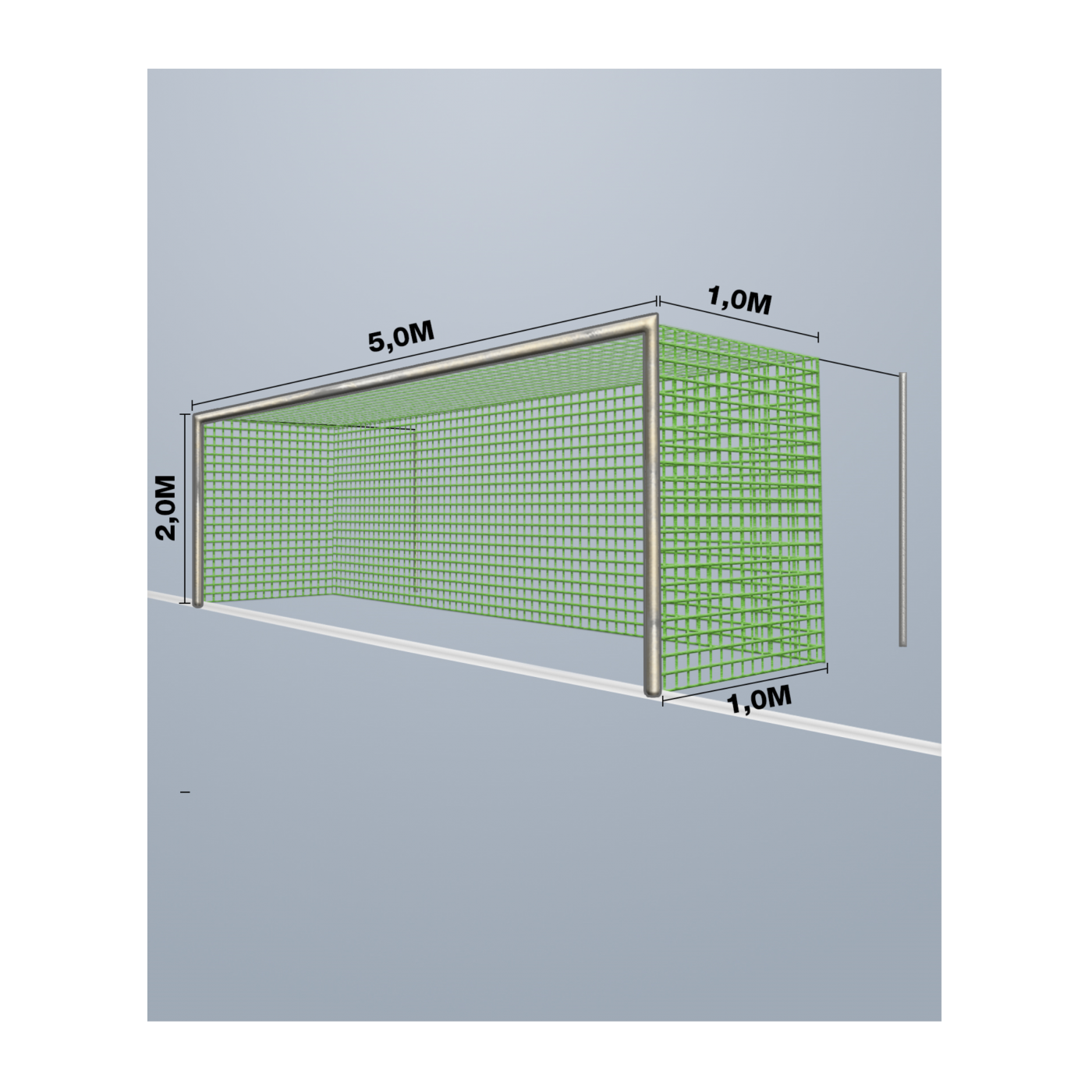 Cawila Tornetz 5,15x2,05m | Tiefe 1,0x1,0m | Maschenweite 12cm | Stärke 4mm | grün