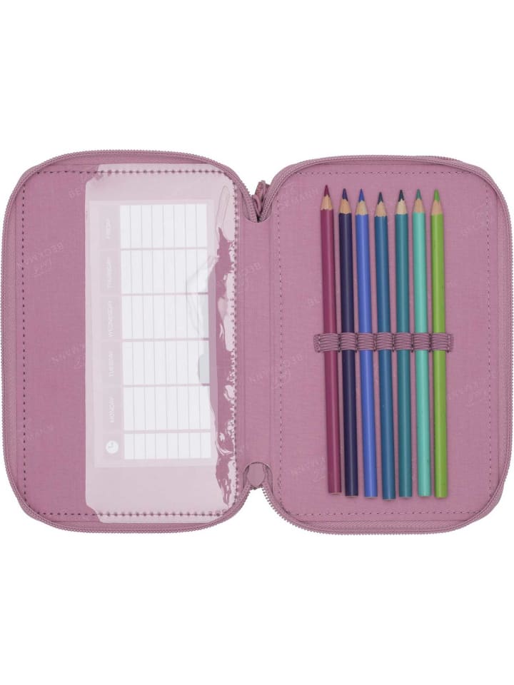 BECKMANN 3-Fächrige Federmappe Pink in pink günstig kaufen onesize