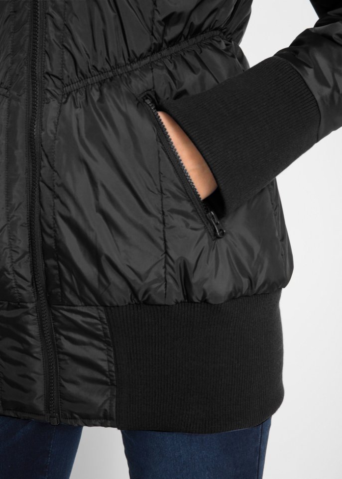 Steppjacke mit breitem Komfortbund und Kapuze