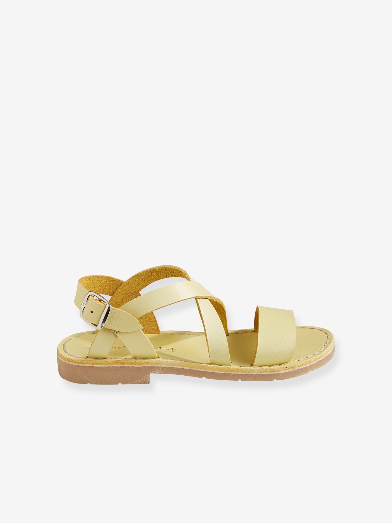 Sandales cuir tannage végétal fille jaune