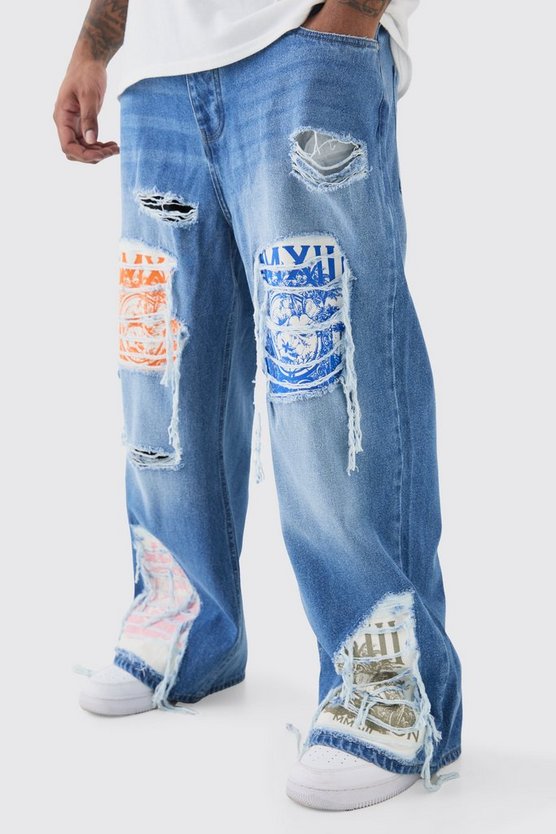 Plus lockere Schlagjeans mit Rissen