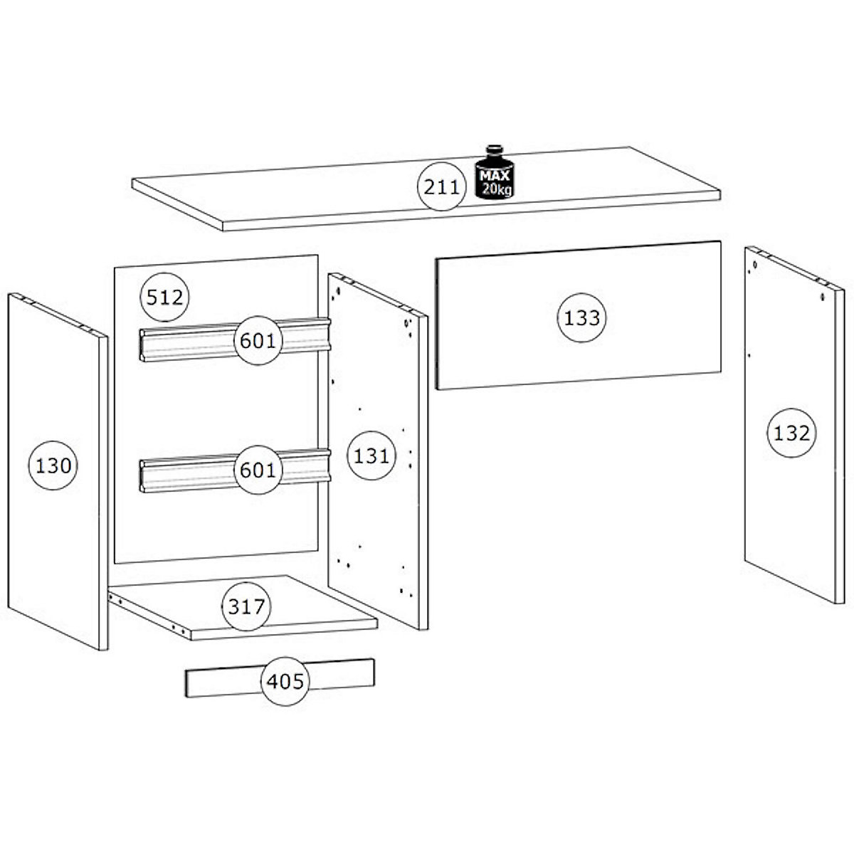 Schreibtisch Mati Computertisch 120x60cm grifflos mit 2 Schubladen